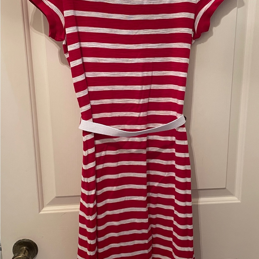 Lauren Ralph Lauren Striped Red and White Midi Dress